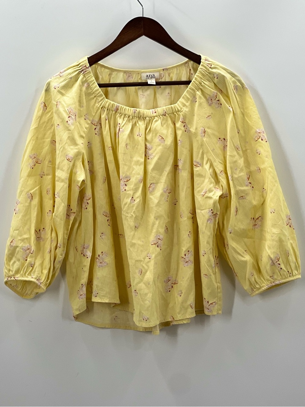 421 a.n.a Large Yellow Floral Peasant Blouse